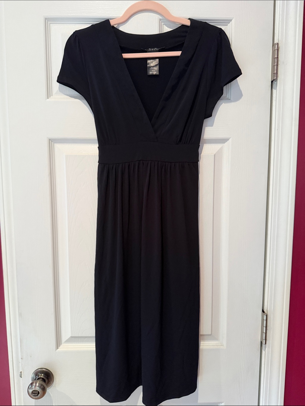 Faith, Love & Passion. Women's Black V-Neck Midi Dress With Empire Waist